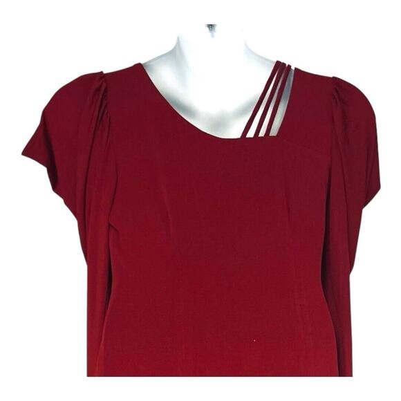 Monroe & Main Salsa Red Stretchy Office Cocktail Dinner Party Night Out Dress - Picture 13 of 16